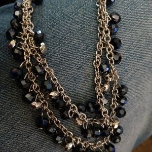 Facetted Midnight Blue/Black Balls Necklace & Earrings Set